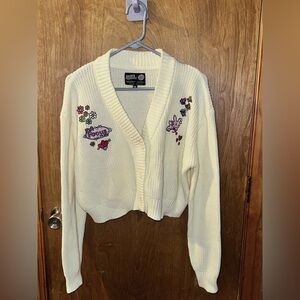 Jim Benton Broken Promises It's Happy Bunny “Let’s Focus On Me” Crop Cardigan M
